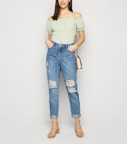 Urban Bliss Blue Ripped Mom Jeans